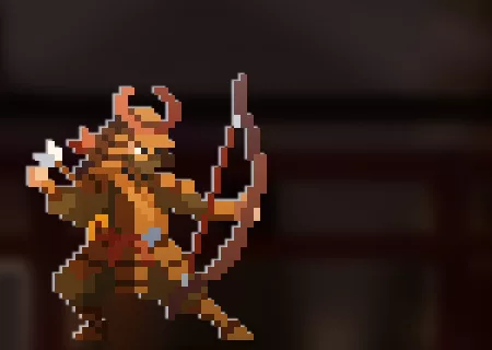 The pixel-art ranger hero wearing the Autumn skin.