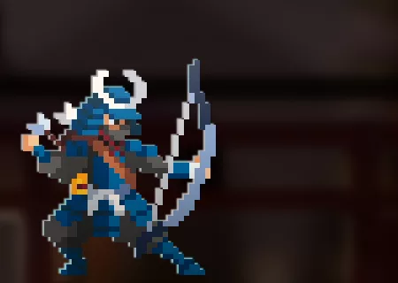 The pixel-art ranger hero wearing the Moonfang weapon finish.