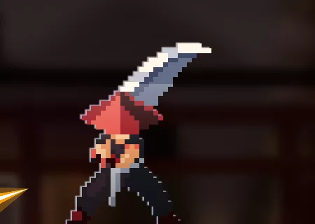 The pixel-art warrior hero wearing the Crimson Ronin skin.